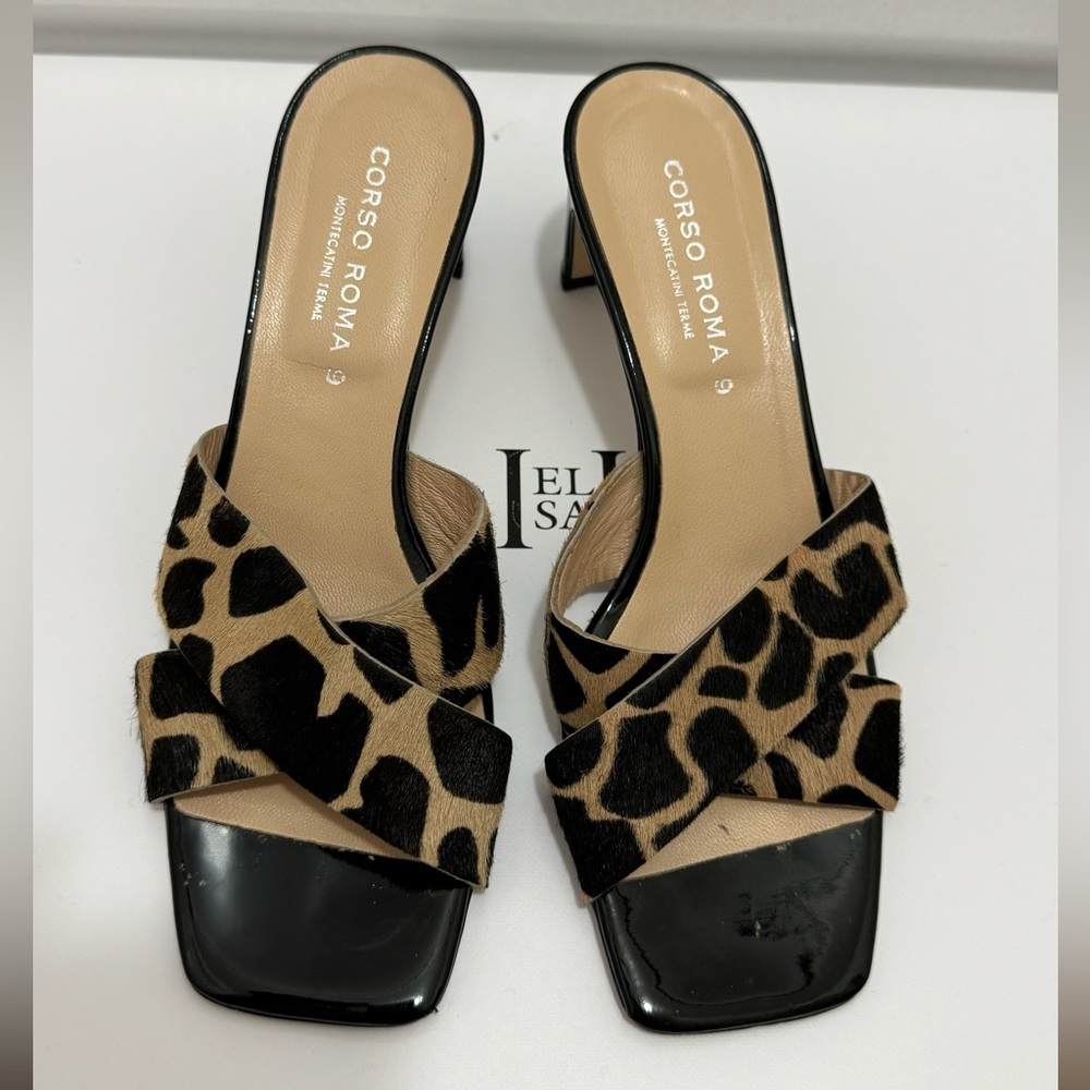 Made in Italy designer luxury CORSO ROMA 9 leopard sandals US 6